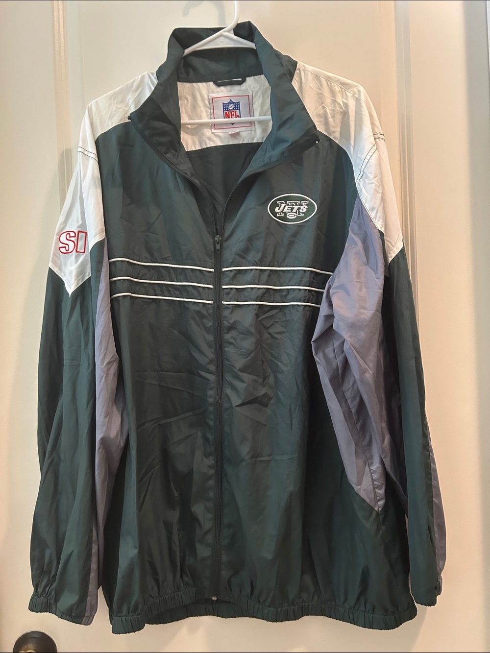 NFL New York Jets ZipUp Windbreaker Jacket w/elastic cuff & hem men’s size XXL